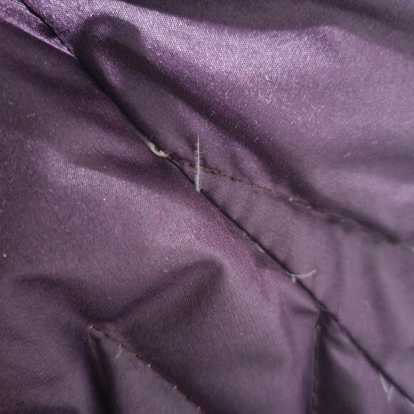 Vintage Quilted Puffer Coat Purple Duck Goose Down Long Midi Puff Sleeves Small - Picture 14 of 16